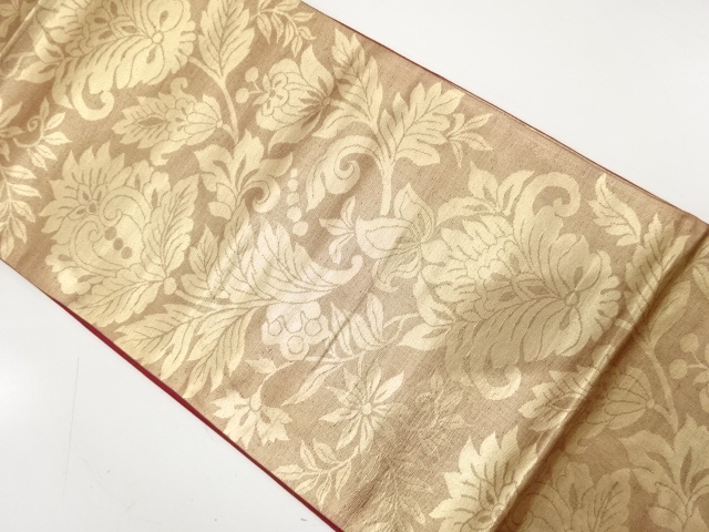 JAPANESE KIMONO / ANTIQUE FUKURO OBI / SILK / WOVEN FLORAL SARASA